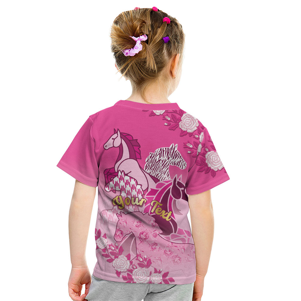 Personalized Kentucky Horse Kid T Shirt Roses Equestrian Pattern Houndstooth Floral