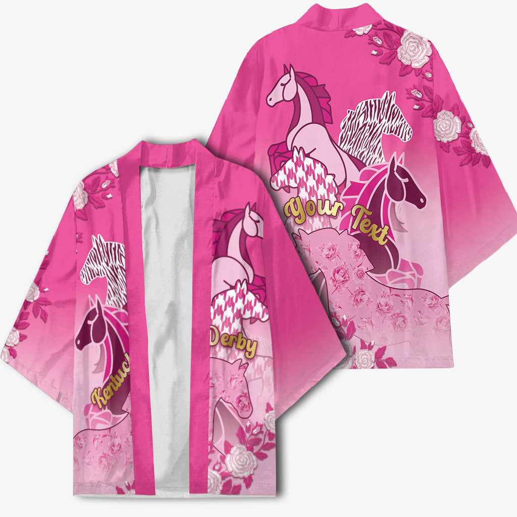 Personalized Kentucky Horse Kimono Roses Equestrian Pattern Houndstooth Floral
