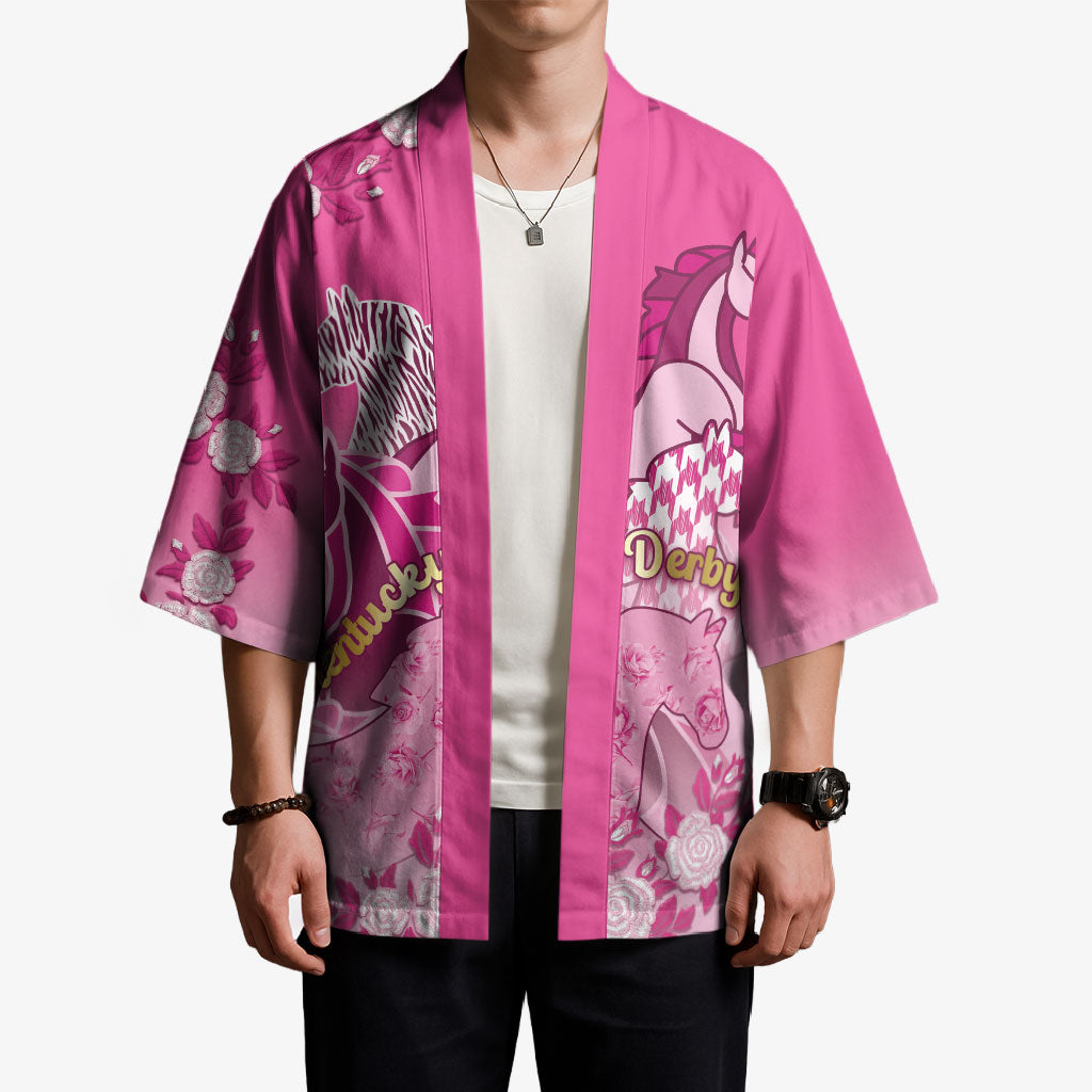 Personalized Kentucky Horse Kimono Roses Equestrian Pattern Houndstooth Floral