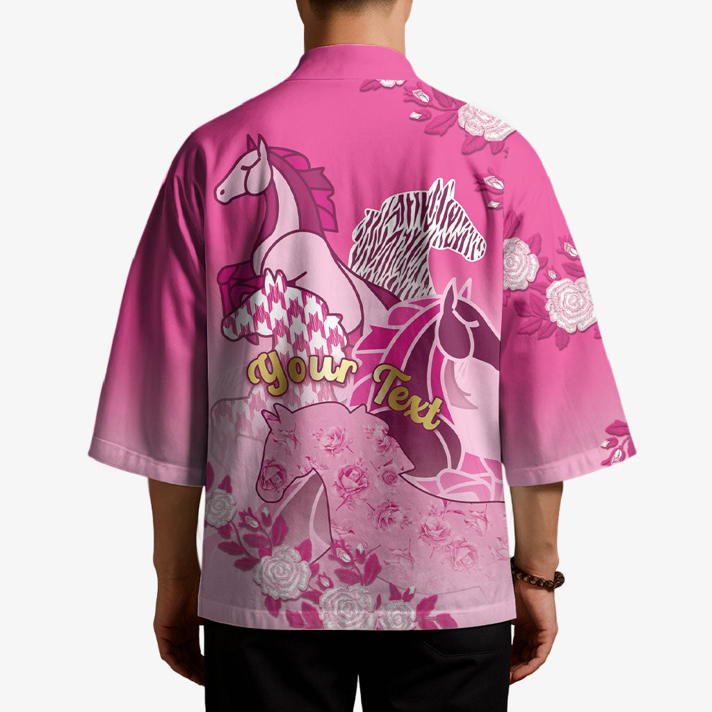 Personalized Kentucky Horse Kimono Roses Equestrian Pattern Houndstooth Floral