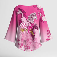 Personalized Kentucky Horse Kimono Sleeve Blouse Roses Equestrian Pattern Houndstooth Floral