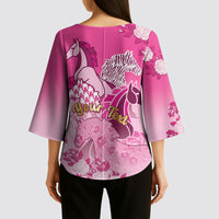 Personalized Kentucky Horse Kimono Sleeve Blouse Roses Equestrian Pattern Houndstooth Floral