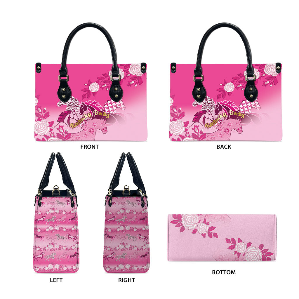Kentucky Horse Leather Bag Roses Equestrian Pattern Houndstooth Floral