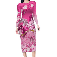 Personalized Kentucky Horse Long Sleeve Bodycon Dress Roses Equestrian Pattern Houndstooth Floral