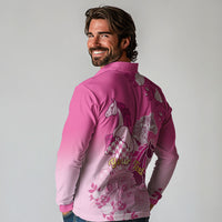Personalized Kentucky Horse Long Sleeve Polo Shirt Roses Equestrian Pattern Houndstooth Floral