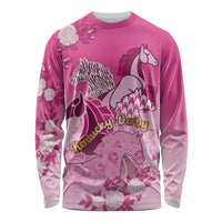 Personalized Kentucky Horse Long Sleeve Shirt Roses Equestrian Pattern Houndstooth Floral
