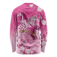 Personalized Kentucky Horse Long Sleeve Shirt Roses Equestrian Pattern Houndstooth Floral