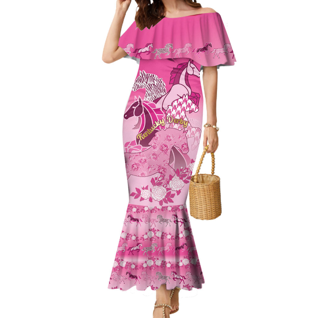 Personalized Kentucky Horse Mermaid Dress Roses Equestrian Pattern Houndstooth Floral
