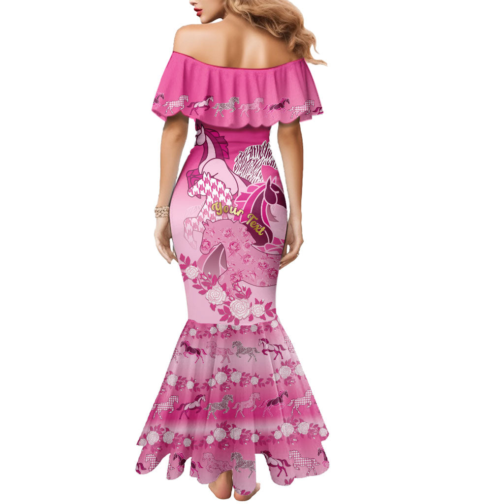 Personalized Kentucky Horse Mermaid Dress Roses Equestrian Pattern Houndstooth Floral