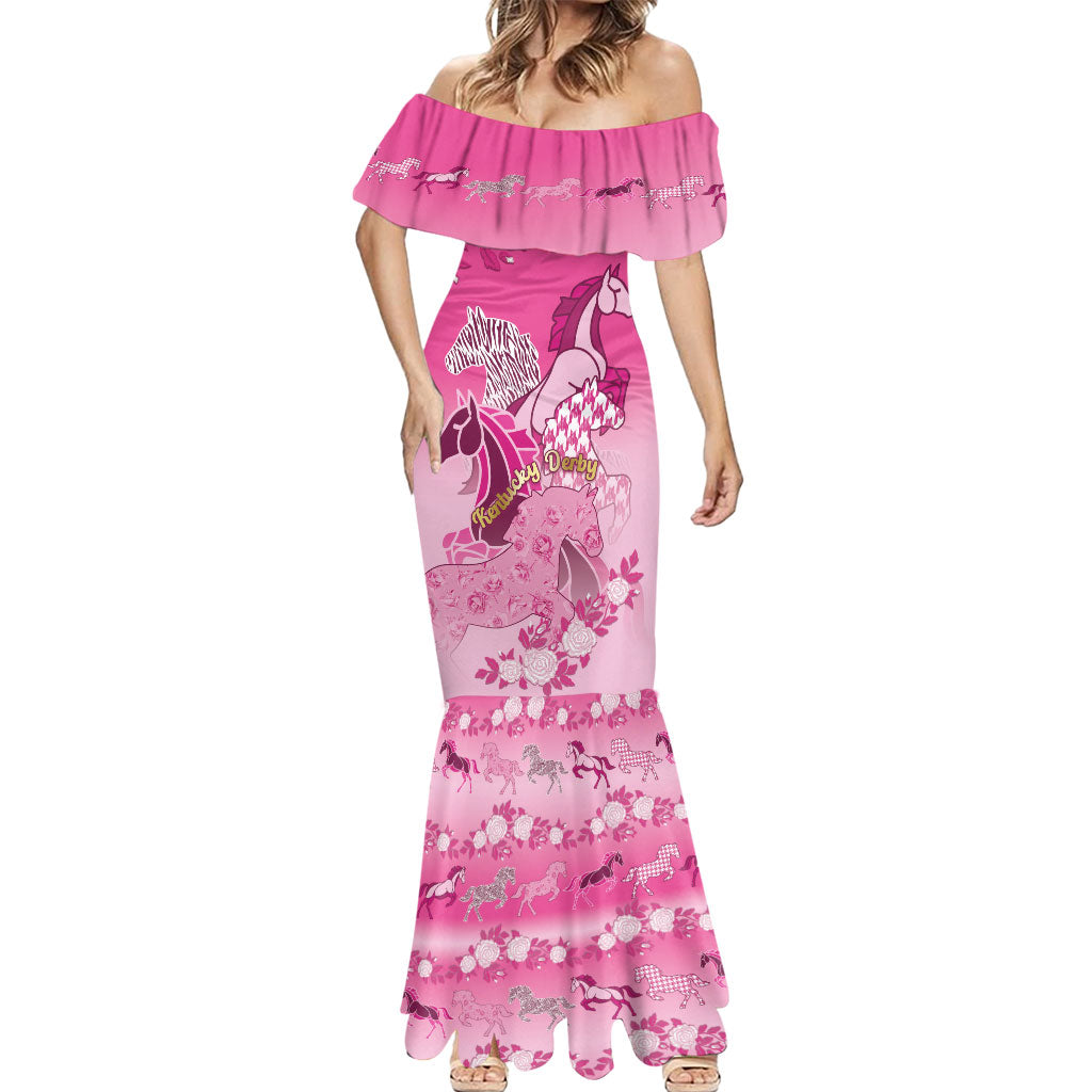 Personalized Kentucky Horse Mermaid Dress Roses Equestrian Pattern Houndstooth Floral