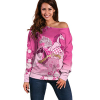 Personalized Kentucky Horse Off Shoulder Sweater Roses Equestrian Pattern Houndstooth Floral
