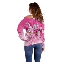 Personalized Kentucky Horse Off Shoulder Sweater Roses Equestrian Pattern Houndstooth Floral