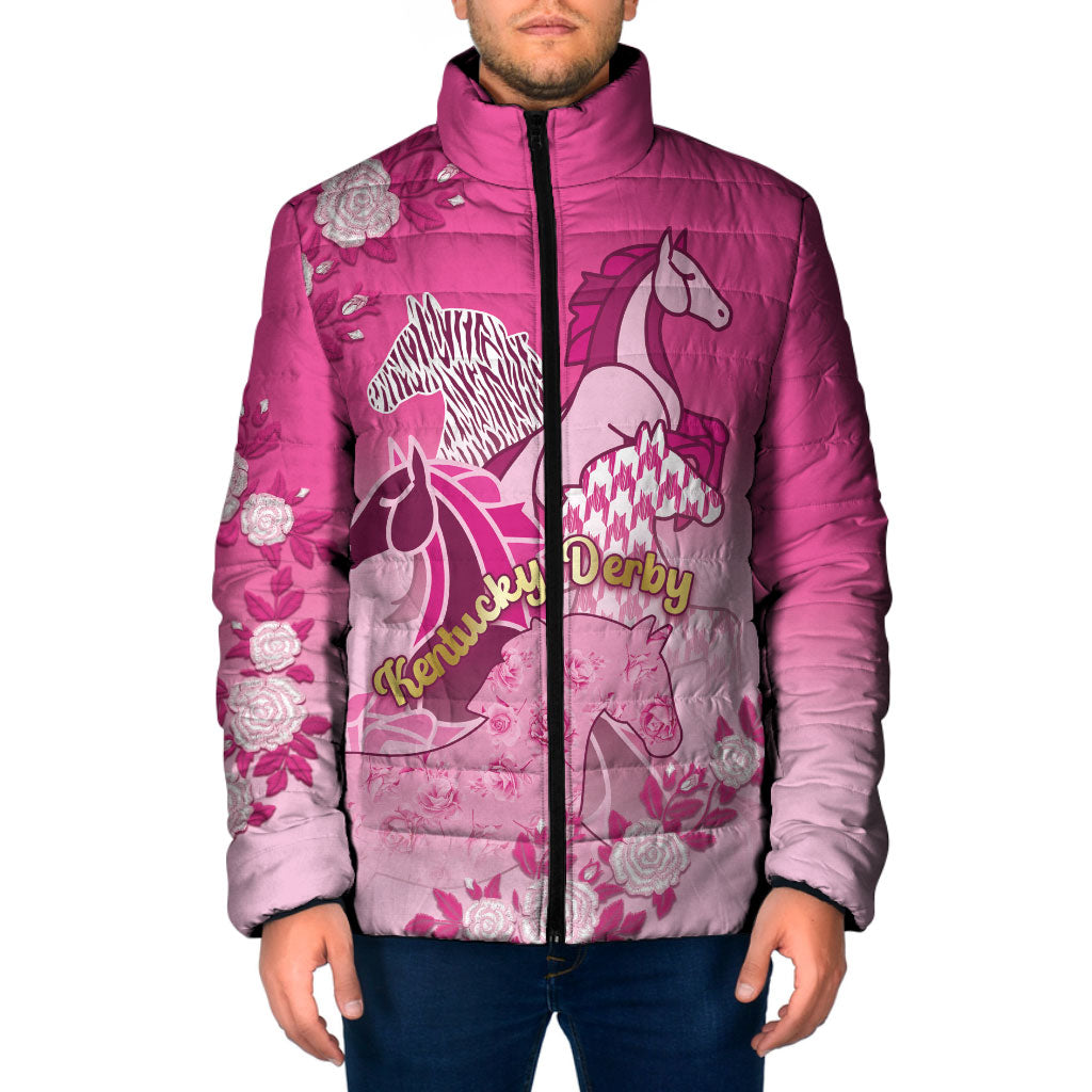 Personalized Kentucky Horse Padded Jacket Roses Equestrian Pattern Houndstooth Floral