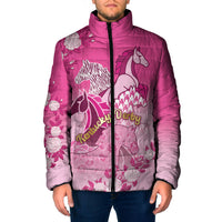 Personalized Kentucky Horse Padded Jacket Roses Equestrian Pattern Houndstooth Floral