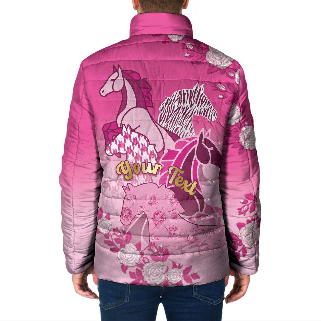 Personalized Kentucky Horse Padded Jacket Roses Equestrian Pattern Houndstooth Floral