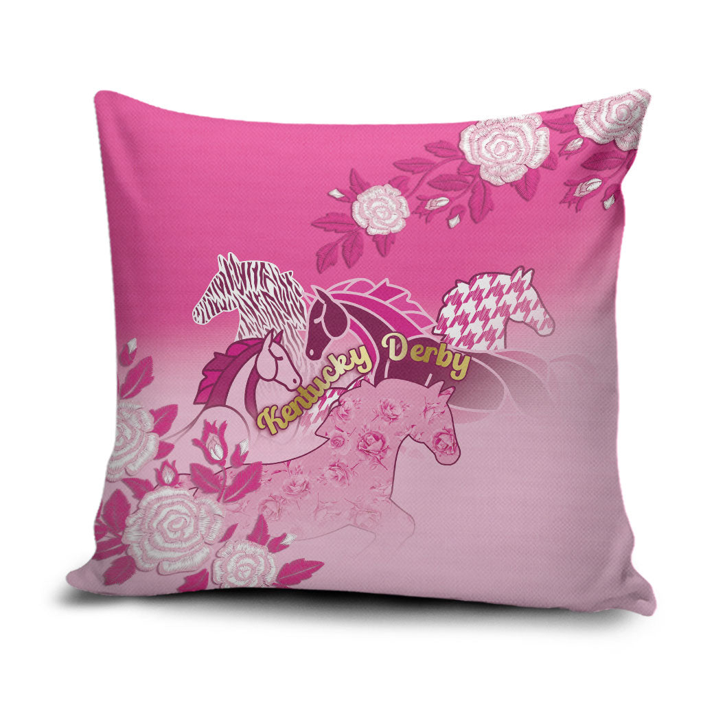 Kentucky Horse Pillow Cover Roses Equestrian Pattern Houndstooth Floral