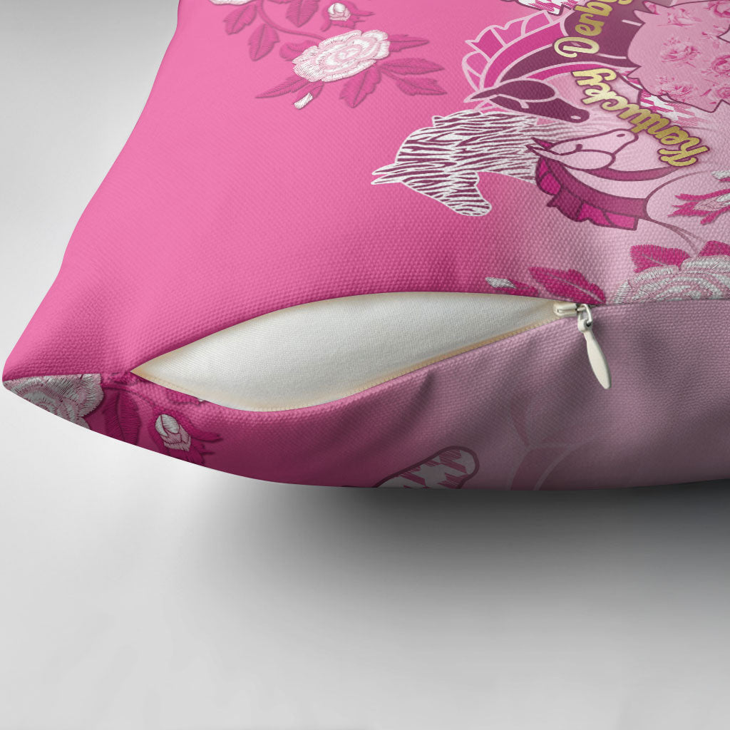 Kentucky Horse Pillow Cover Roses Equestrian Pattern Houndstooth Floral