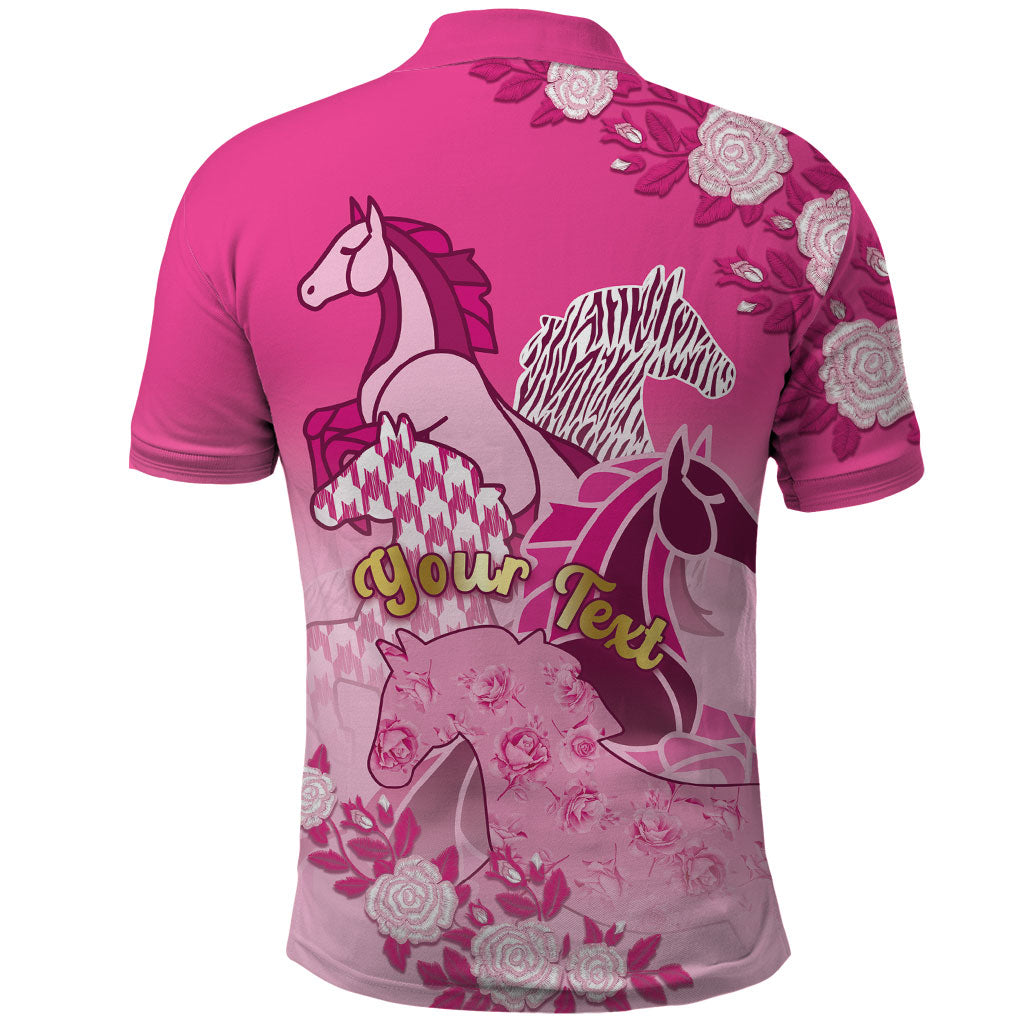 Personalized Kentucky Horse Polo Shirt Roses Equestrian Pattern Houndstooth Floral