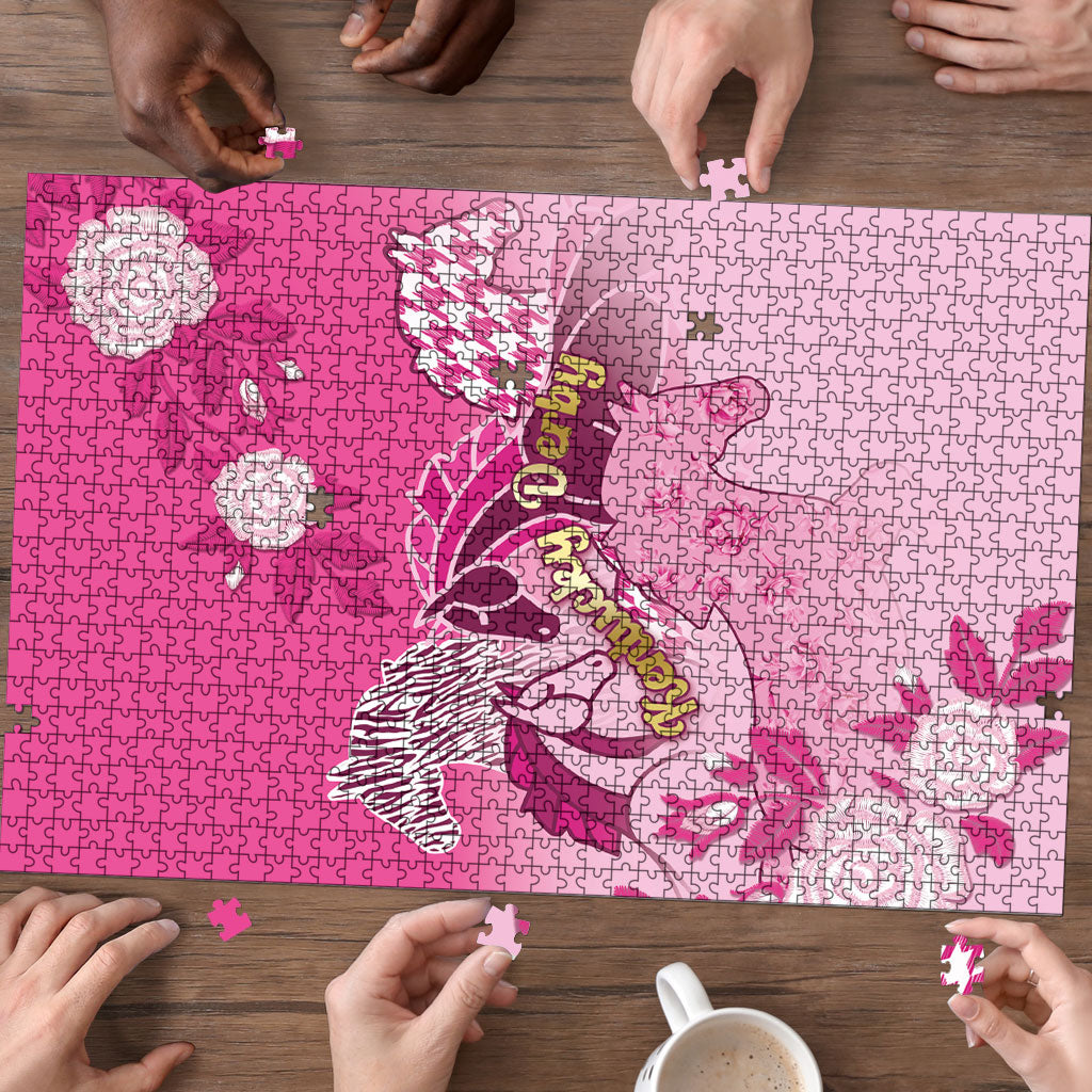 Kentucky Horse Puzzle Roses Equestrian Pattern Houndstooth Floral