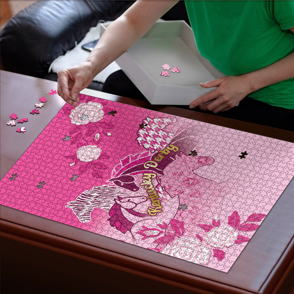 Kentucky Horse Puzzle Roses Equestrian Pattern Houndstooth Floral