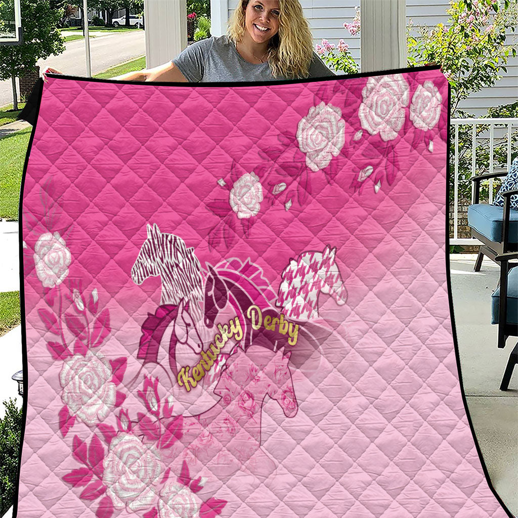 Kentucky Horse Quilt Roses Equestrian Pattern Houndstooth Floral