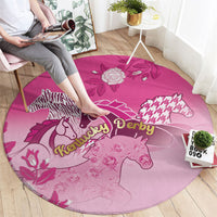 Kentucky Horse Round Carpet Roses Equestrian Pattern Houndstooth Floral