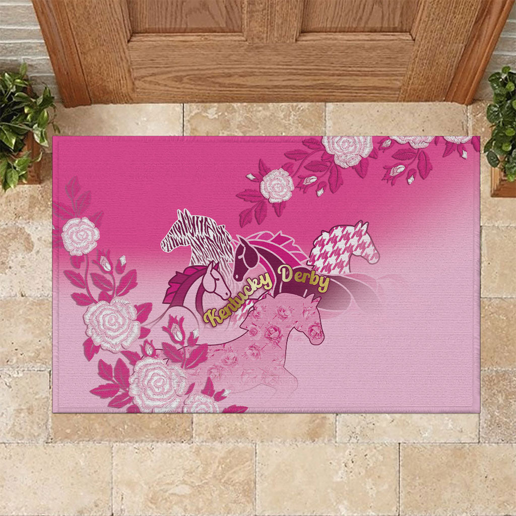Kentucky Horse Rubber Doormat Roses Equestrian Pattern Houndstooth Floral