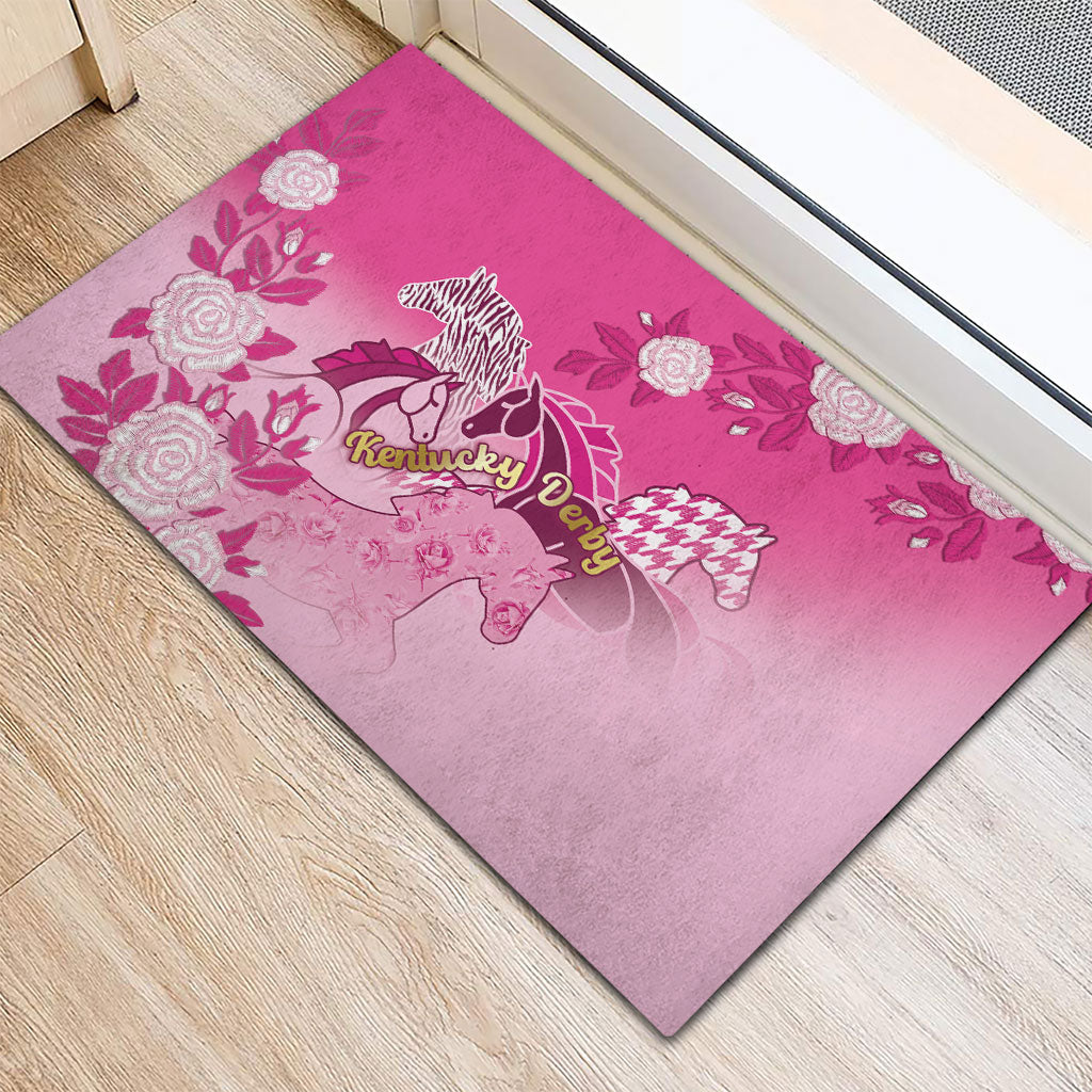 Kentucky Horse Rubber Doormat Roses Equestrian Pattern Houndstooth Floral