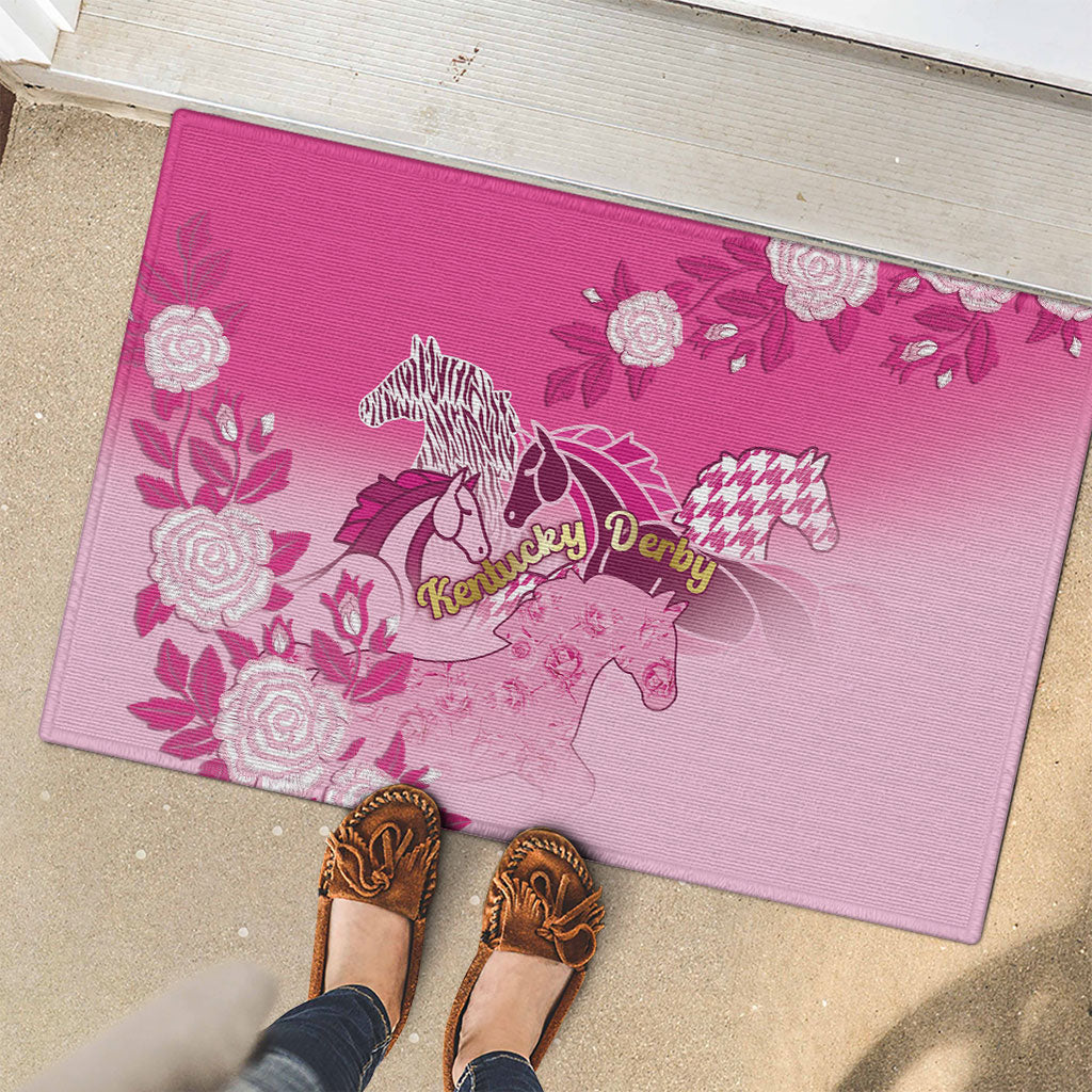 Kentucky Horse Rubber Doormat Roses Equestrian Pattern Houndstooth Floral