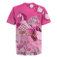 Personalized Kentucky Horse Rugby Jersey Roses Equestrian Pattern Houndstooth Floral