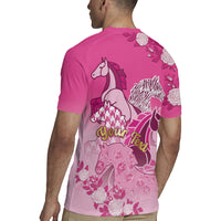 Personalized Kentucky Horse Rugby Jersey Roses Equestrian Pattern Houndstooth Floral
