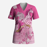 Personalized Kentucky Horse Scrub Top Roses Equestrian Pattern Houndstooth Floral