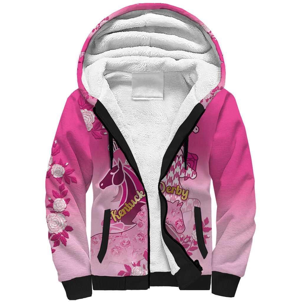 Personalized Kentucky Horse Sherpa Hoodie Roses Equestrian Pattern Houndstooth Floral