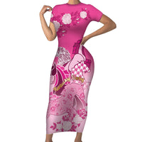 Personalized Kentucky Horse Short Sleeve Bodycon Dress Roses Equestrian Pattern Houndstooth Floral