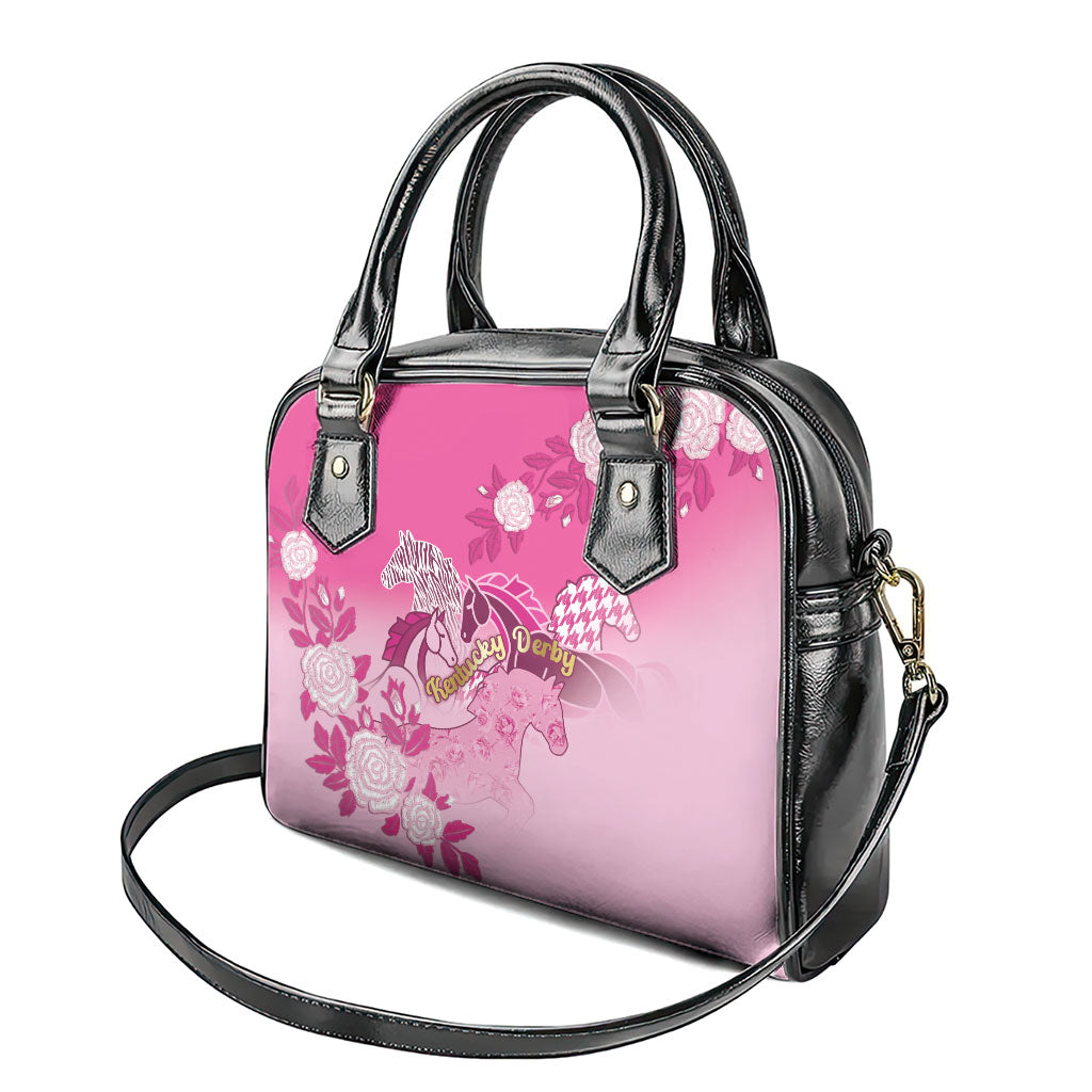 Kentucky Horse Shoulder Handbag Roses Equestrian Pattern Houndstooth Floral