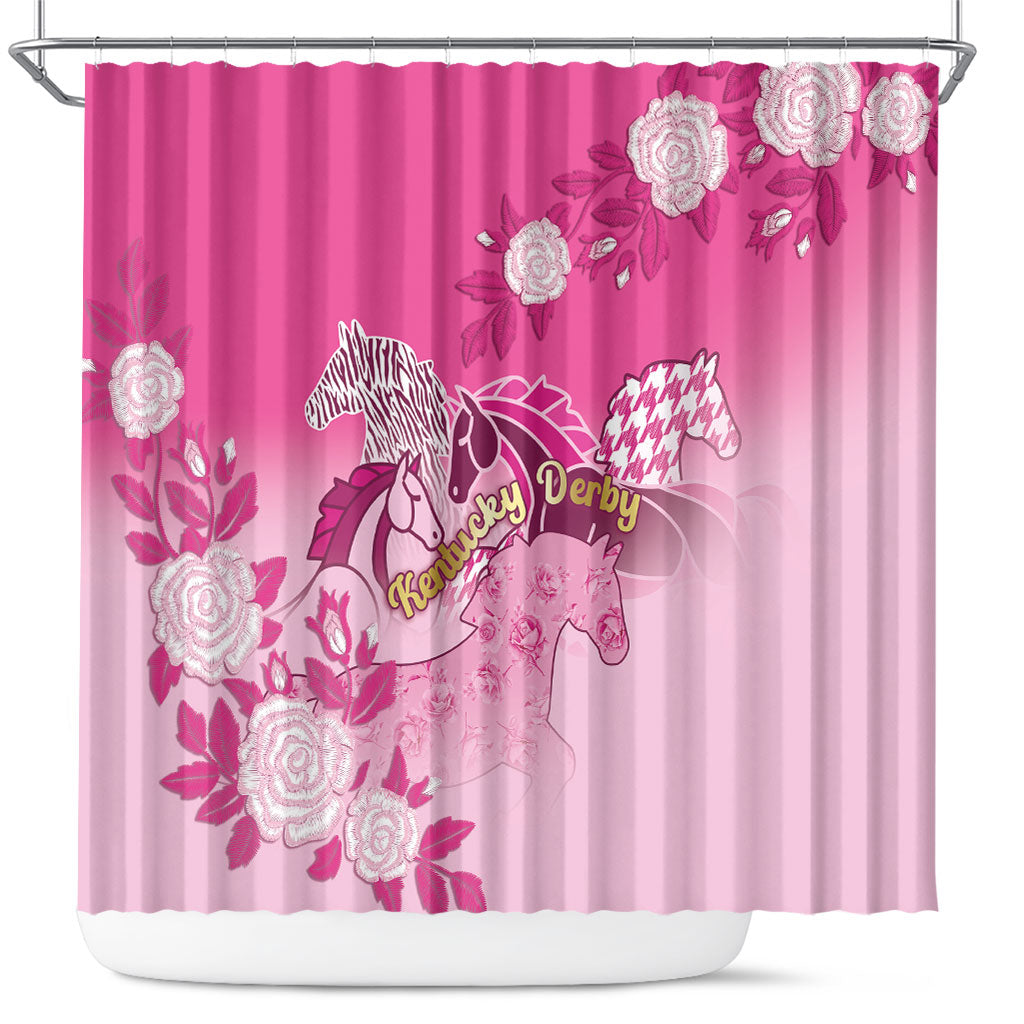 Kentucky Horse Shower Curtain Roses Equestrian Pattern Houndstooth Floral
