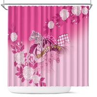 Kentucky Horse Shower Curtain Roses Equestrian Pattern Houndstooth Floral
