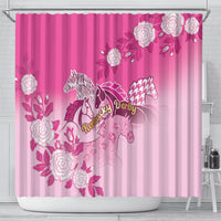 Kentucky Horse Shower Curtain Roses Equestrian Pattern Houndstooth Floral