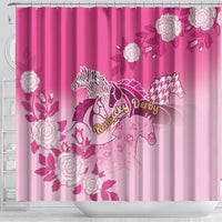 Kentucky Horse Shower Curtain Roses Equestrian Pattern Houndstooth Floral