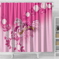 Kentucky Horse Shower Curtain Roses Equestrian Pattern Houndstooth Floral