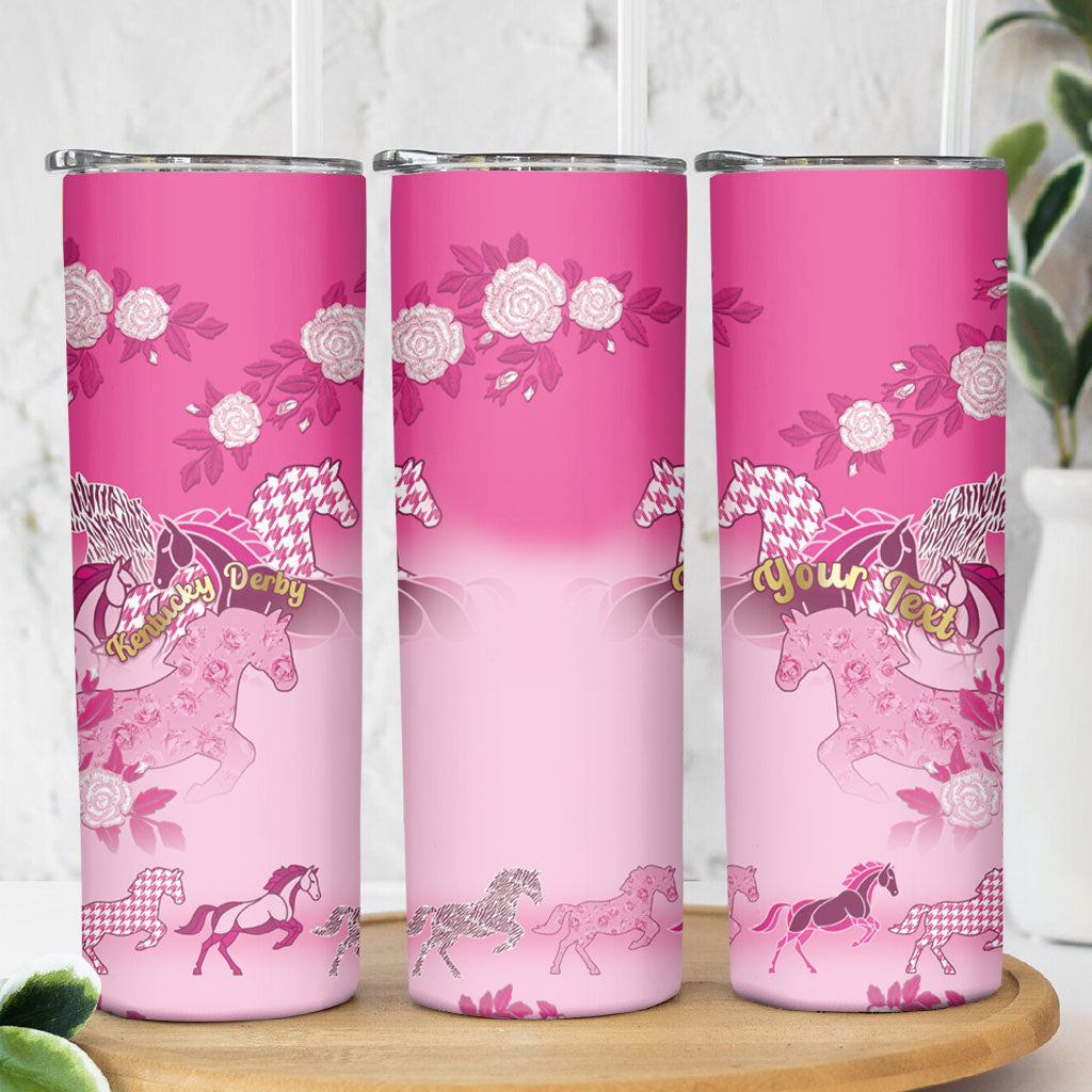 Personalized Kentucky Horse Skinny Tumbler Roses Equestrian Pattern Houndstooth Floral