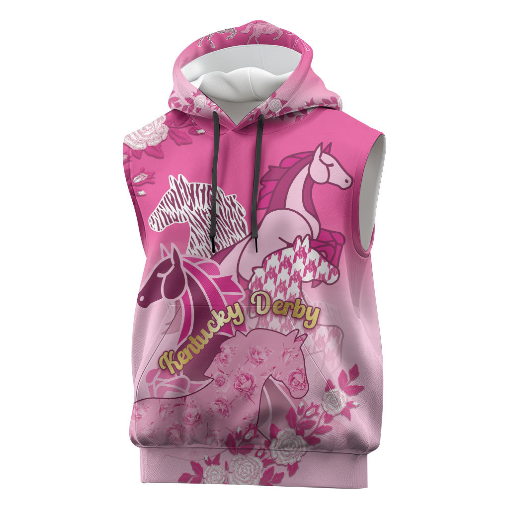 Personalized Kentucky Horse Sleeveless Hoodie Roses Equestrian Pattern Houndstooth Floral
