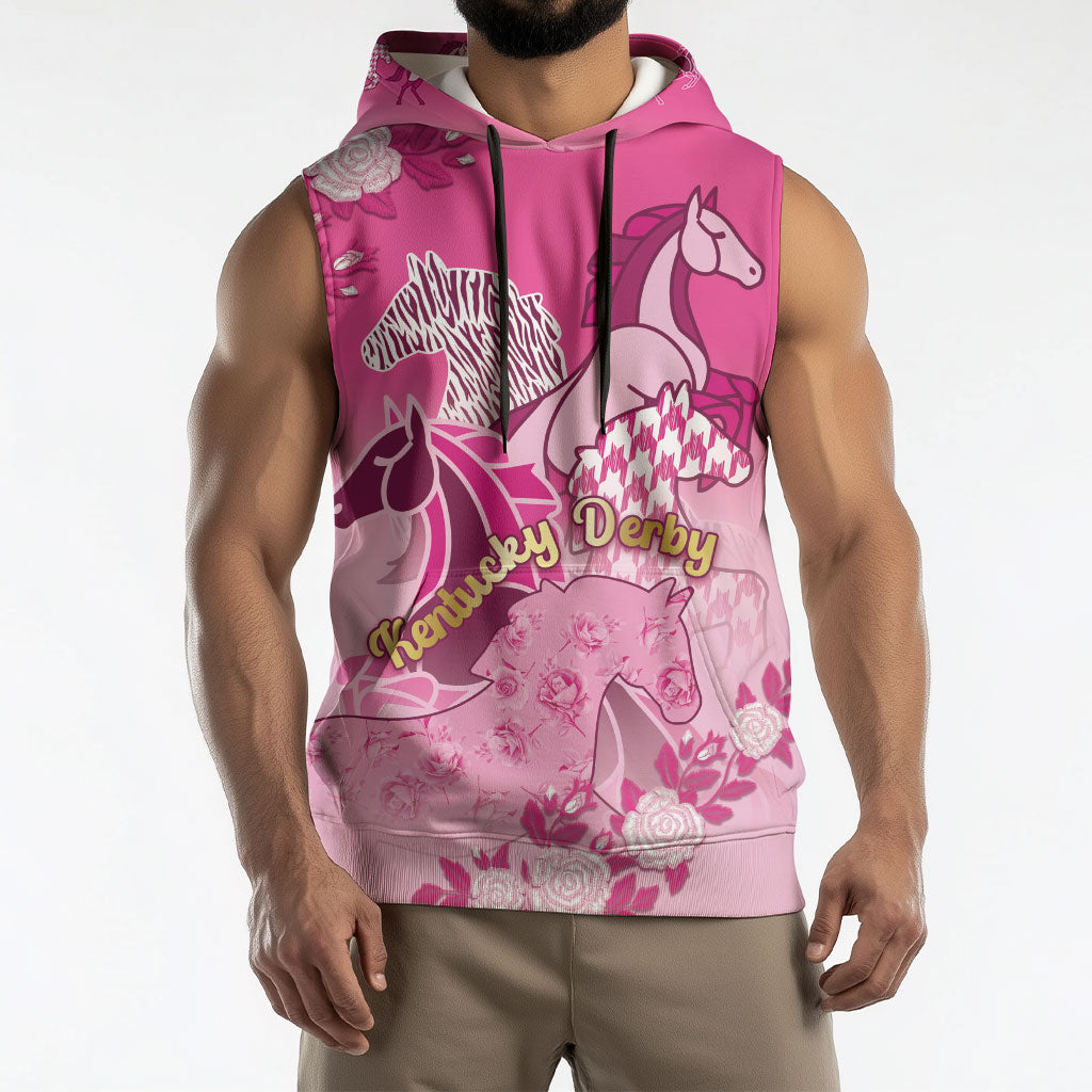 Personalized Kentucky Horse Sleeveless Hoodie Roses Equestrian Pattern Houndstooth Floral