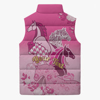 Personalized Kentucky Horse Sleeveless Puffer Jacket Roses Equestrian Pattern Houndstooth Floral