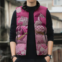 Personalized Kentucky Horse Sleeveless Puffer Jacket Roses Equestrian Pattern Houndstooth Floral