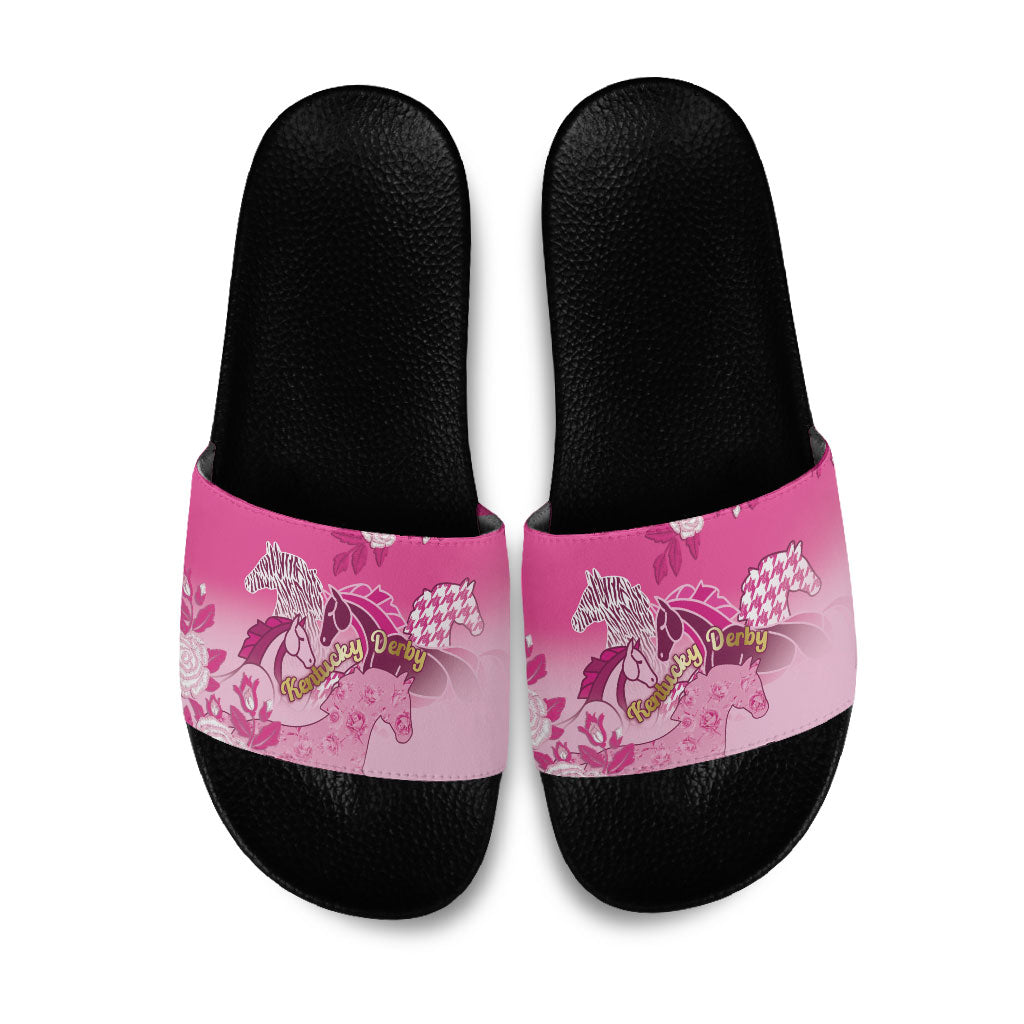 Kentucky Horse Slide Sandals Roses Equestrian Pattern Houndstooth Floral