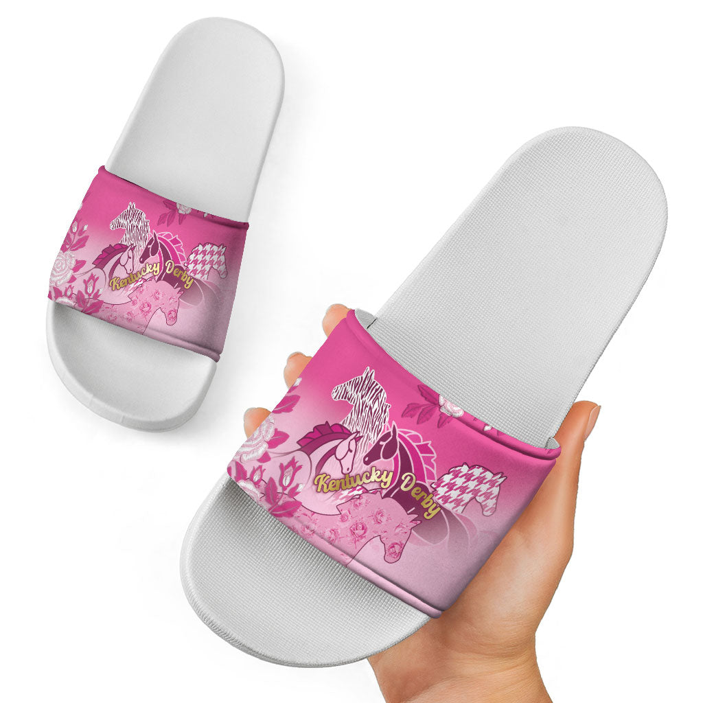 Kentucky Horse Slide Sandals Roses Equestrian Pattern Houndstooth Floral