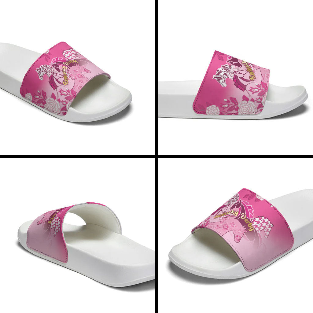 Kentucky Horse Slide Sandals Roses Equestrian Pattern Houndstooth Floral