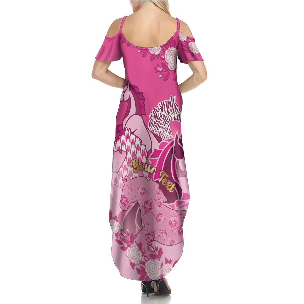 Personalized Kentucky Horse Summer Maxi Dress Roses Equestrian Pattern Houndstooth Floral