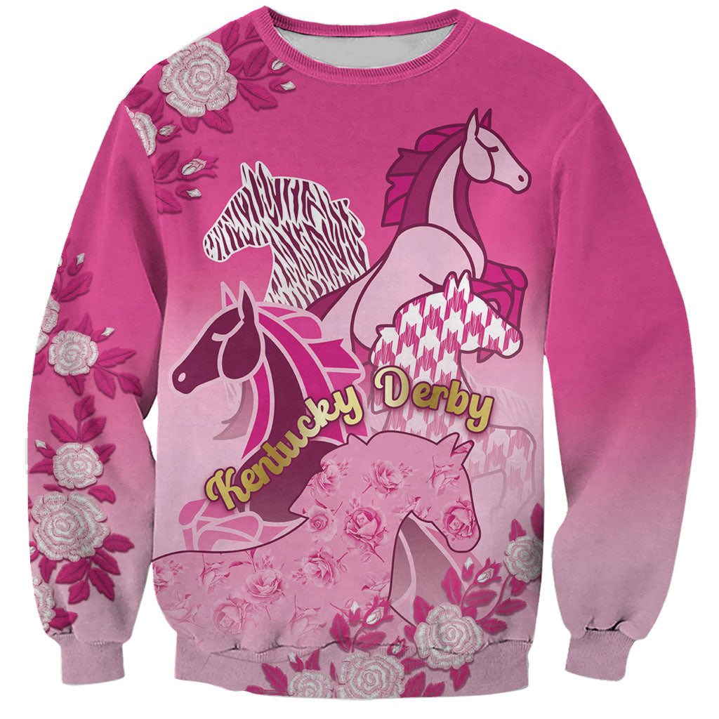 Personalized Kentucky Horse Sweatshirt Roses Equestrian Pattern Houndstooth Floral